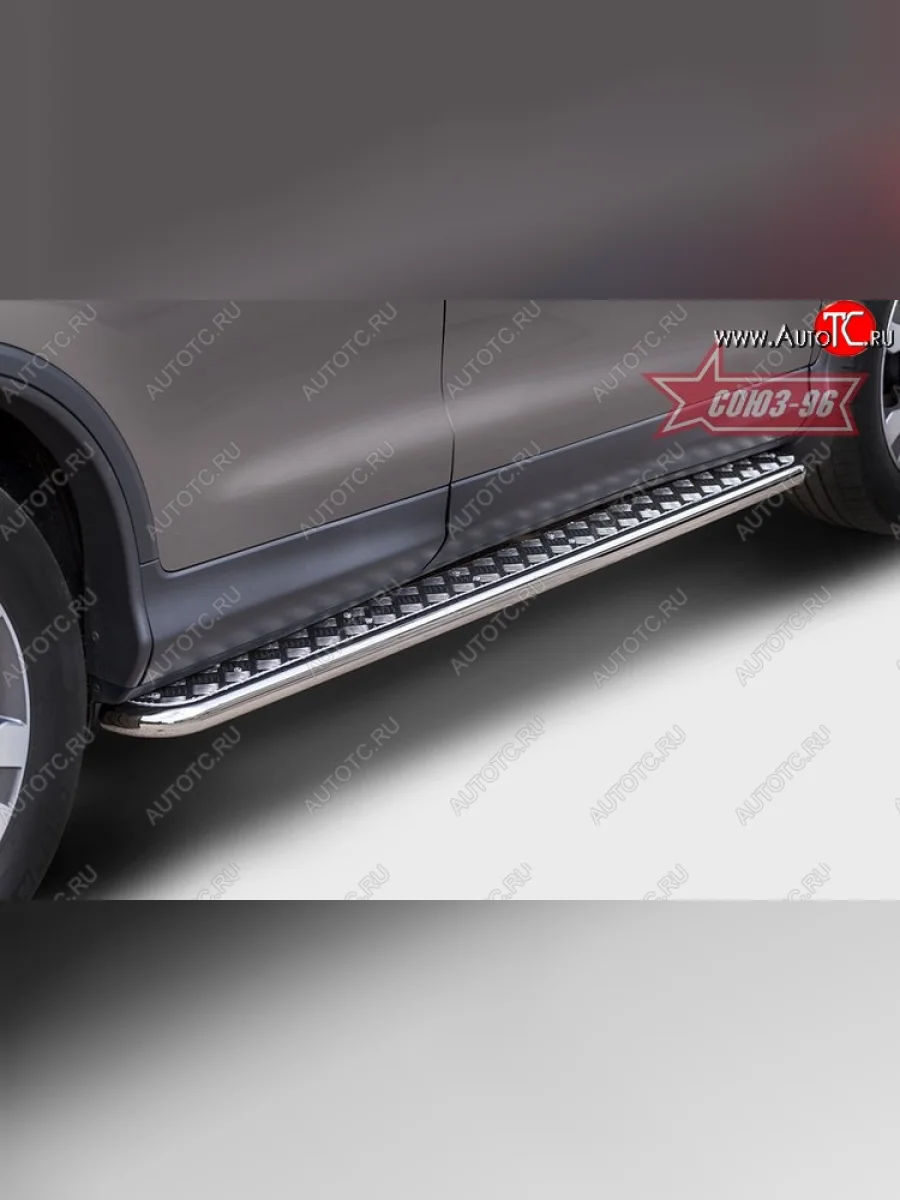 Защита порогов с листом Souz-96 (d42). Honda CR-V RM1,RM3,RM4 дорестайлинг (2012-2015)  в Керчи Республика Крым