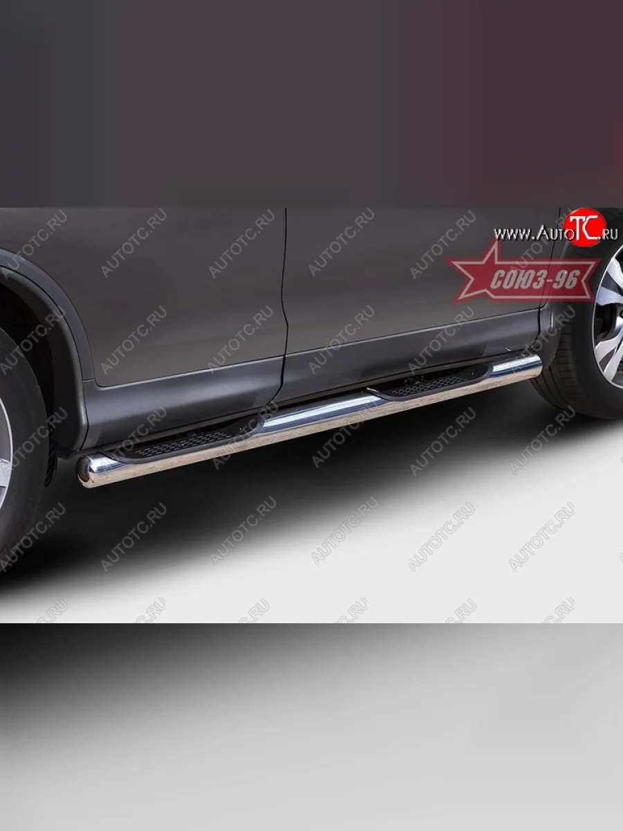 Защита порогов с проступью Souz-96 (d76) Honda CR-V RM1,RM3,RM4 дорестайлинг (2012-2015)  в Керчи Республика Крым