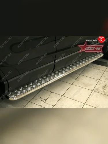 Защита порогов с листом Souz-96 (d42). Honda CR-V  RE1,RE2,RE3,RE4,RE5,RE7 (2009-2012) рестайлинг