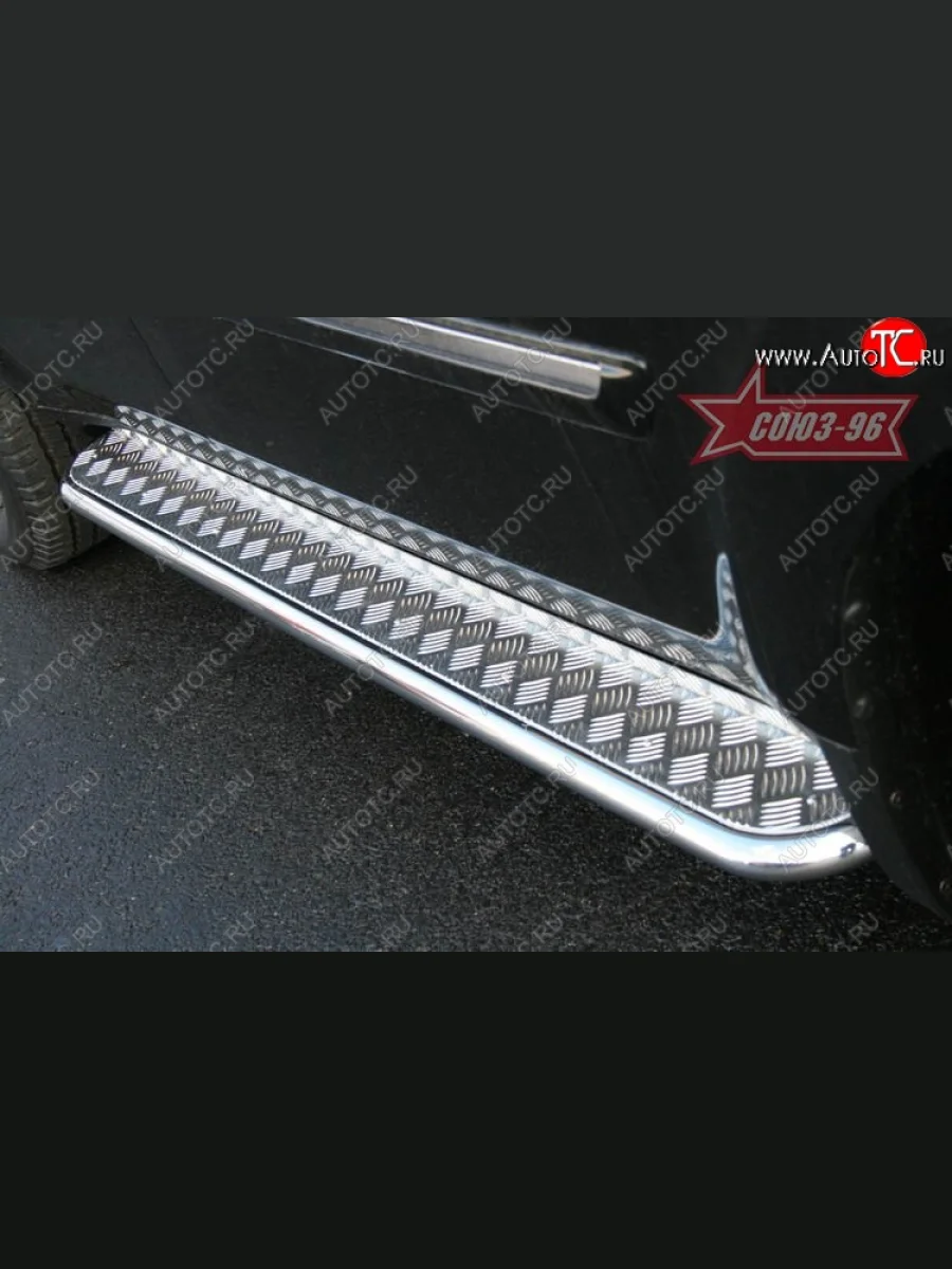 Защита порогов с листом Souz-96 (d42). Honda Pilot YF4 дорестайлинг (2008-2011)  в Самаре Самарской области