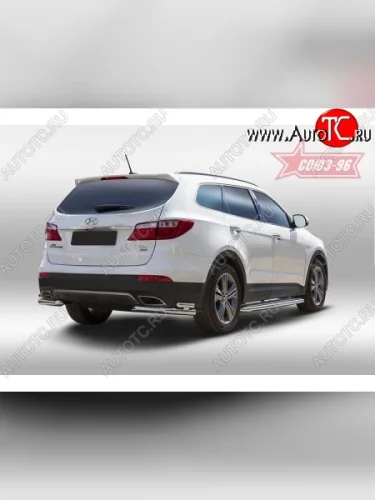 Защита заднего бампера из двух боковых уголков диаметром d60x42 SOUZ_96 Hyundai Grand Santa Fe  1 DM (2013-2016) дорестайлинг