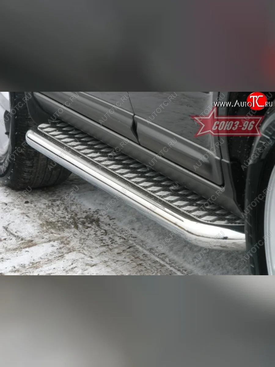 Защита порогов с листом Souz-96 (d60). Hyundai Santa Fe CM дорестайлинг (2006-2009)  в Керчи Республика Крым