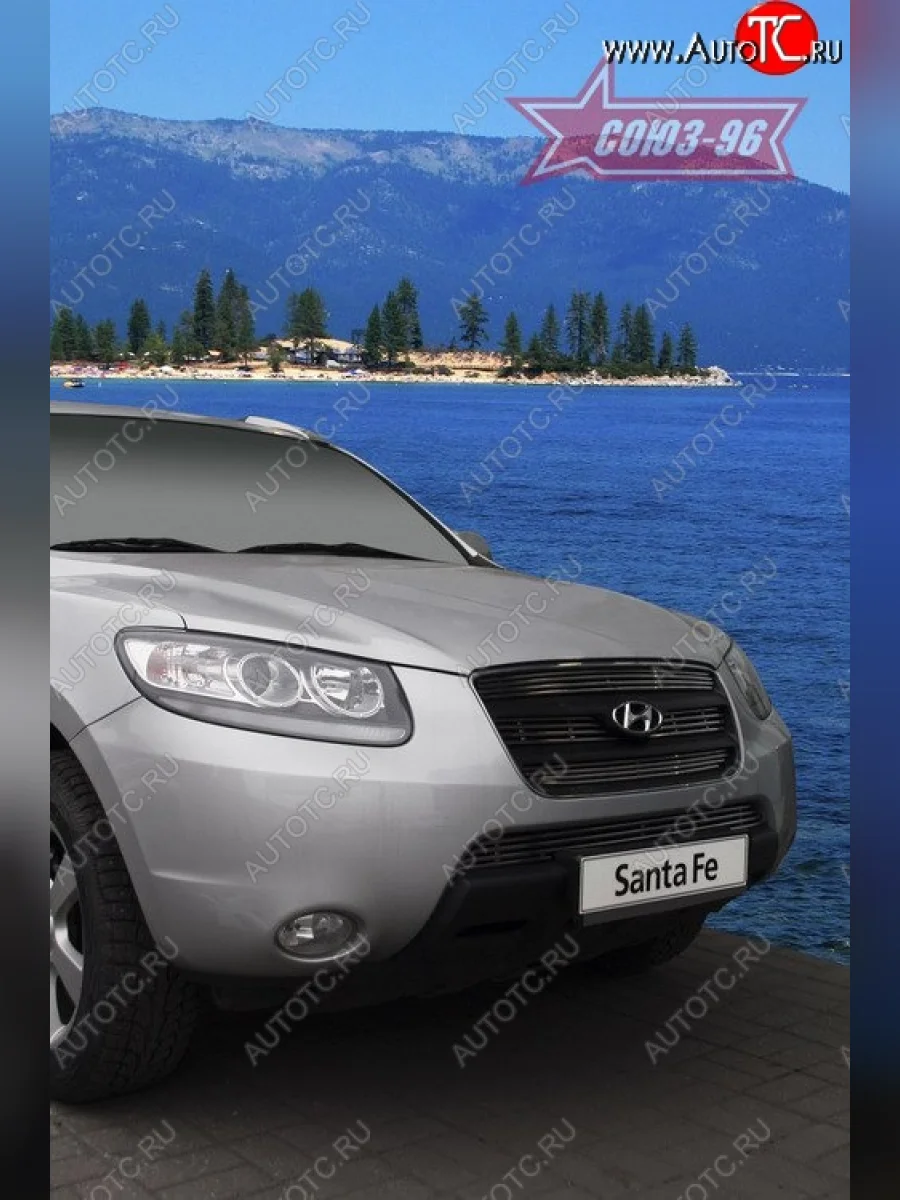Декоративные элементы решетки радиатора Souz-96 (d10)  Hyundai Santa Fe (2006-2009) CM  в Самаре Самарской области
