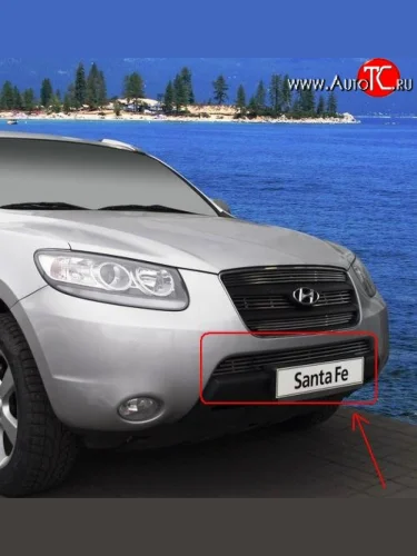 Декоративная вставка воздухозаборника Novline Hyundai Santa Fe  CM (2006-2009) дорестайлинг
