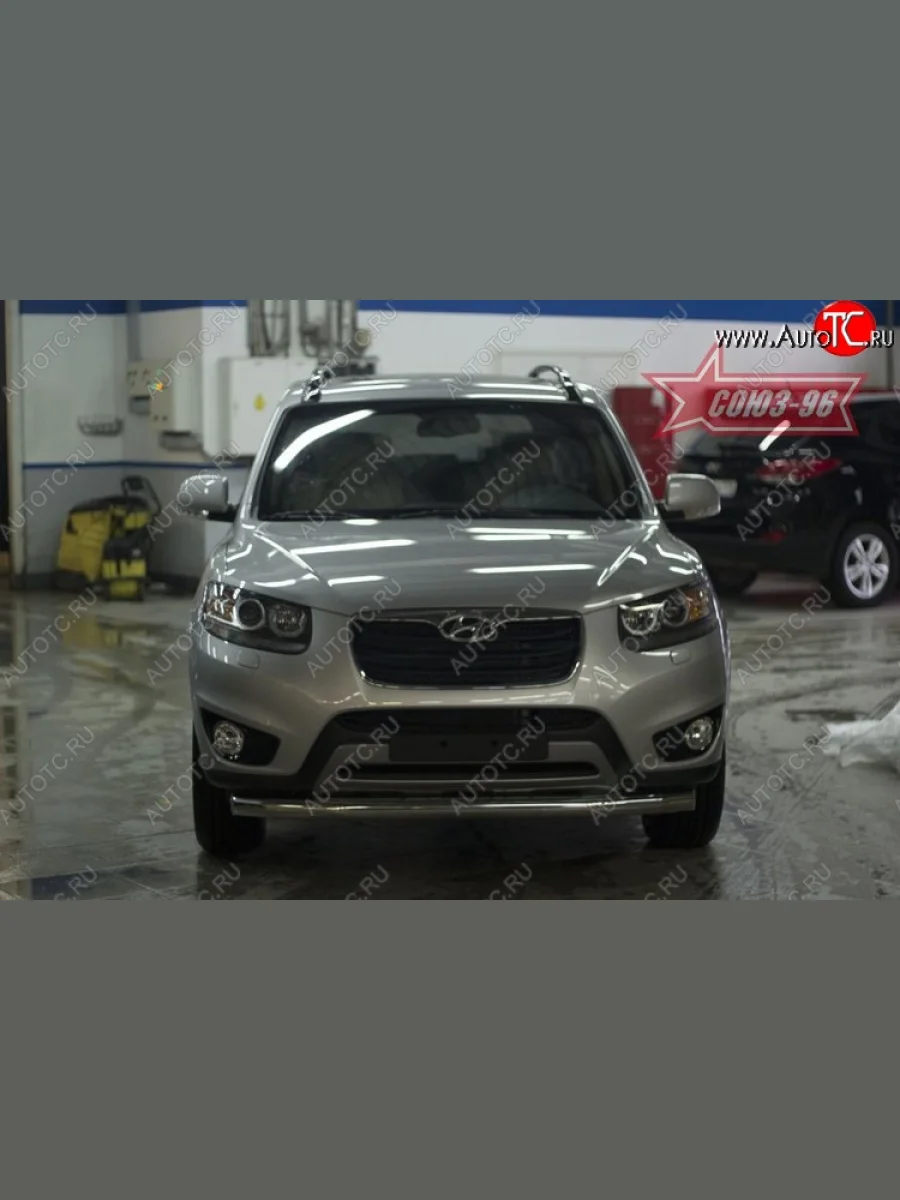 Защита переднего бампера одинарная Souz-96 (d76) Hyundai Santa Fe CM рестайлинг (2009-2012)  в Перми Пермском крае