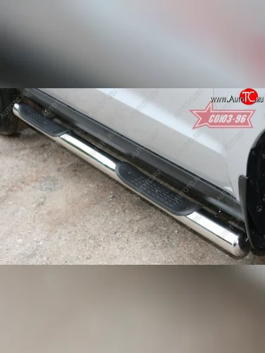 Защита порогов с проступью Souz-96 (d76) Hyundai Santa Fe CM рестайлинг (2009-2012)