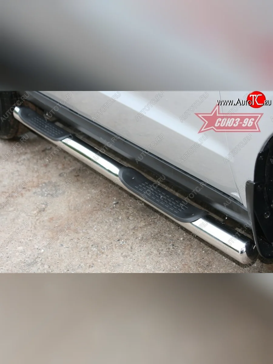 Защита порогов с проступью Souz-96 (d76) Hyundai Santa Fe CM рестайлинг (2009-2012)  в Керчи Республика Крым