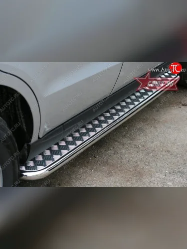 Защита порогов с листом Souz-96 (d42). Hyundai Santa Fe CM рестайлинг (2009-2012)