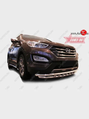 Защита переднего бампера двойная Souz-96 (d60/60) Hyundai Santa Fe  DM (2012-2016) дорестайлинг