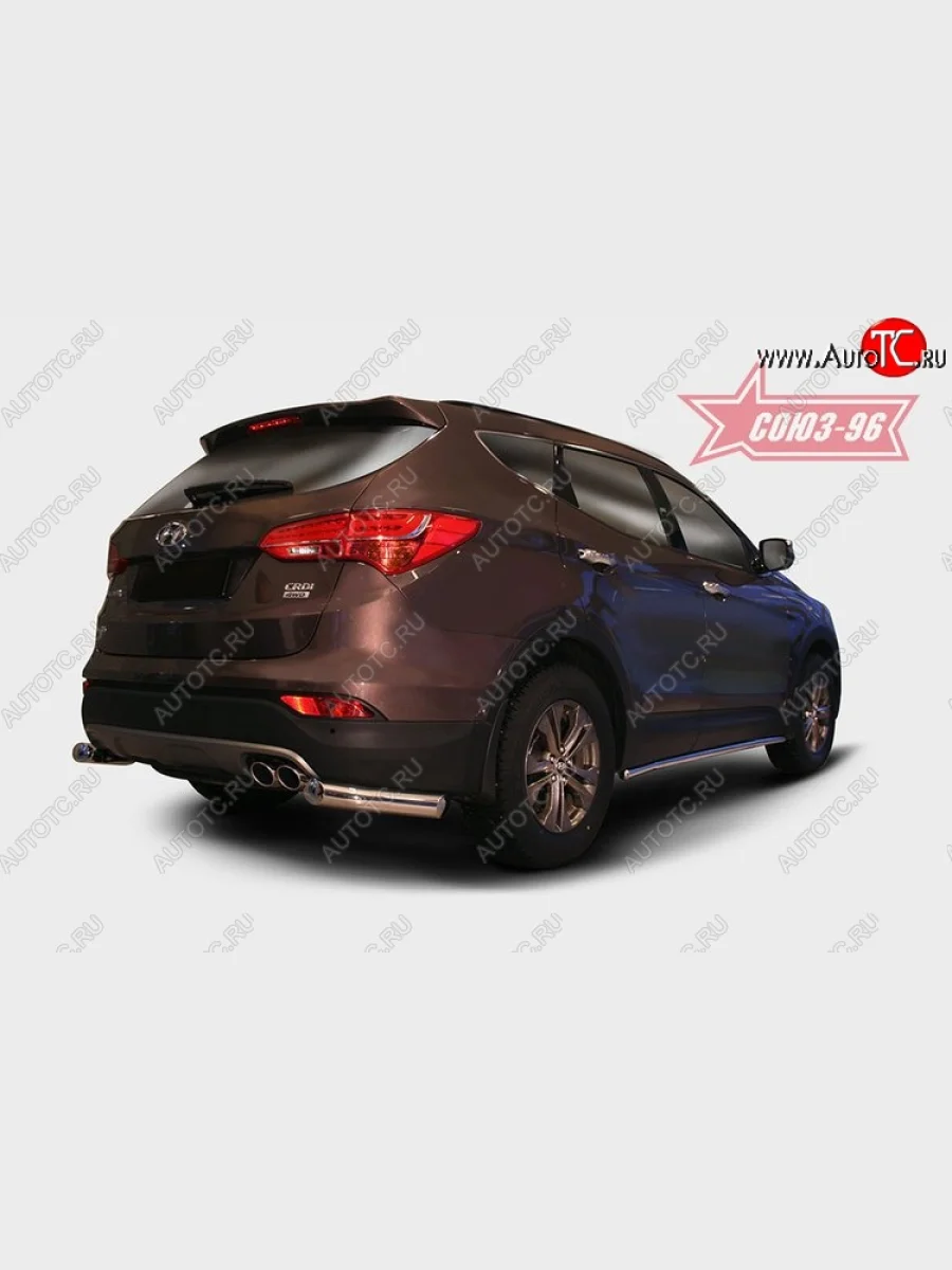 Защита заднего бампера из боковых уголков Souz-96 (d76) Hyundai Santa Fe DM дорестайлинг (2012-2016)  в Керчи Республика Крым