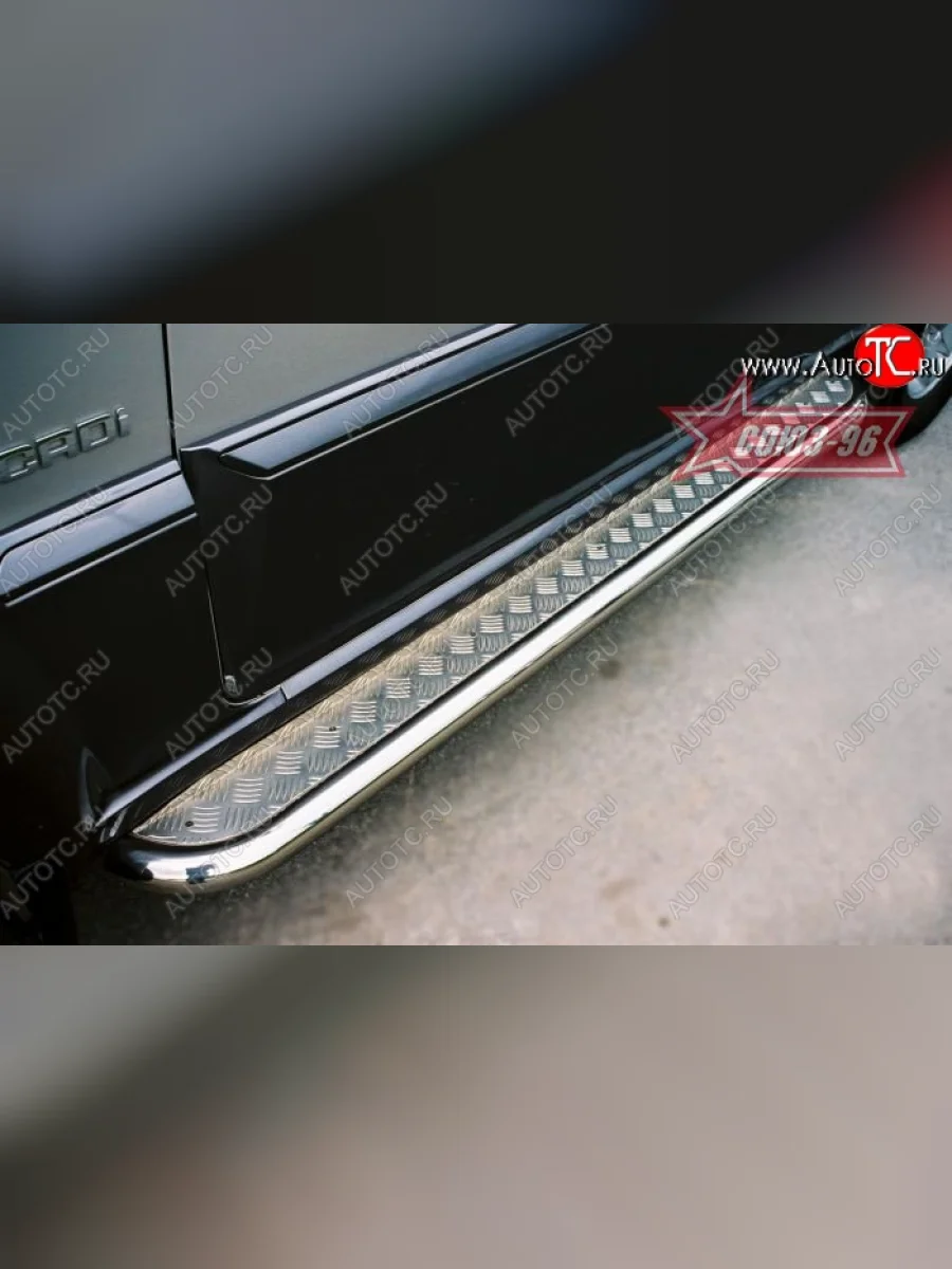 Защита порогов с листом Souz-96 (d60). Hyundai Terracan HP дорестайлинг (2001-2004)  в Самаре Самарской области