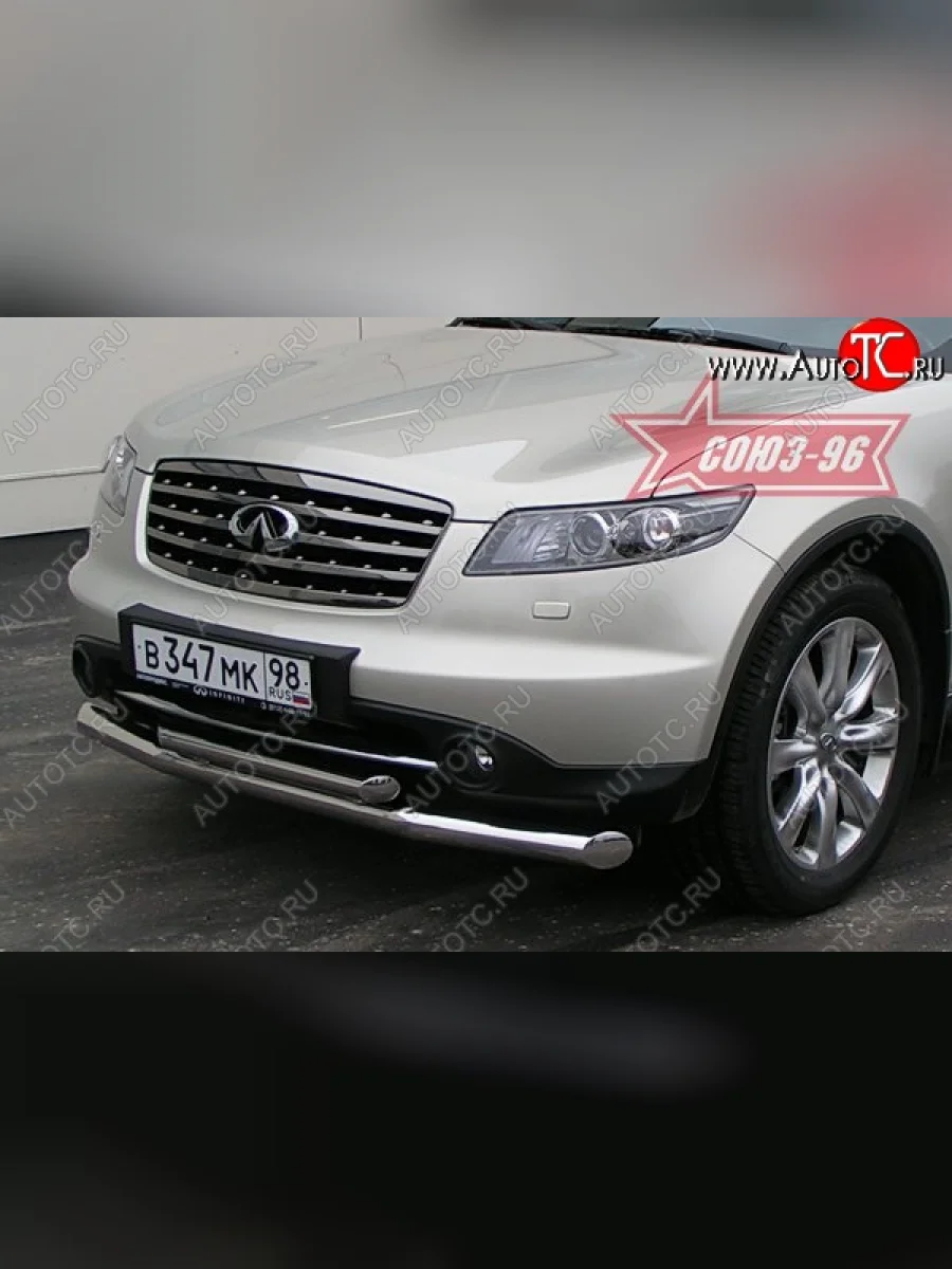 Защита переднего бампера двойная (Европа) Souz-96 (d76/60) INFINITI FX45 S50 рестайлинг (2005-2009)  в Керчи Республика Крым
