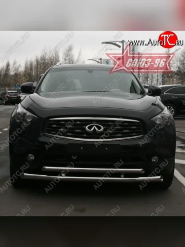 Защита переднего бампера двойная Souz-96 (d76/60) INFINITI FX35 S51 дорестайлинг (2008-2011)