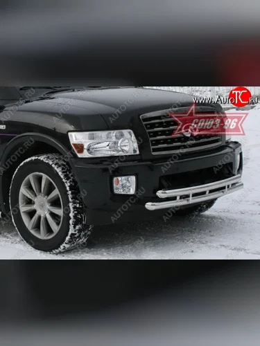 Защита переднего бампера двойная Souz-96 (d60/60). INFINITI QX56 JA60 рестайлинг (2007-2010)