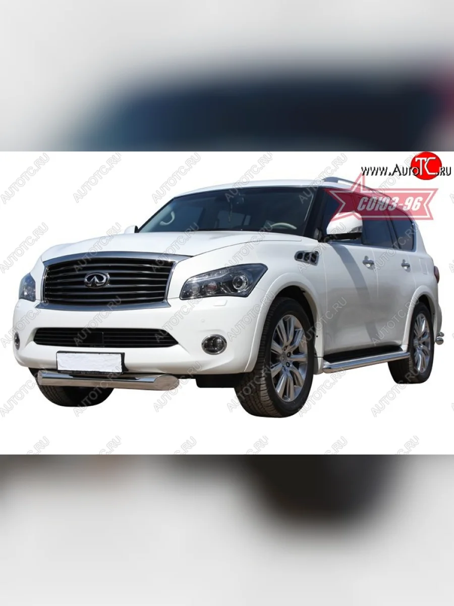 Защита переднего бампера одинарная Souz-96 (d100).  INFINITI QX56 (2010-2013) Z62  в Самаре Самарской области