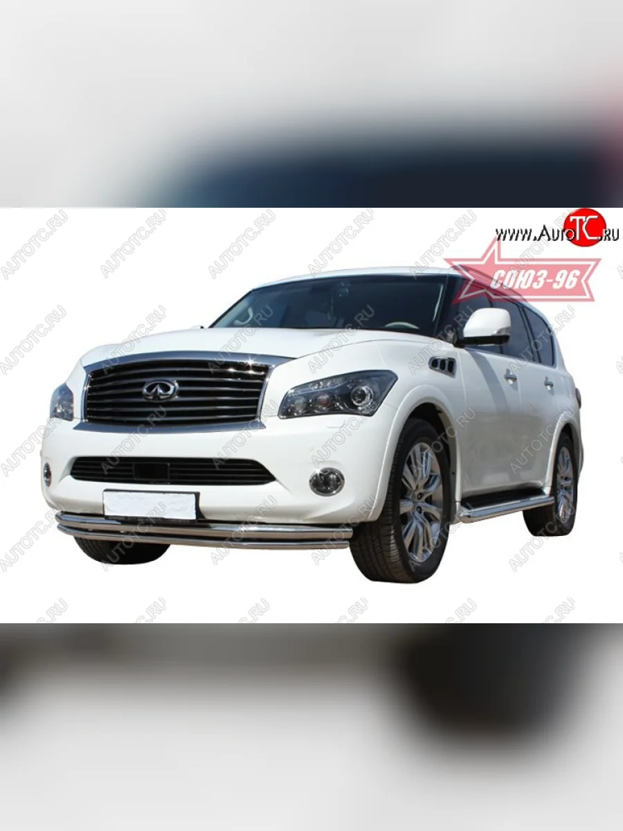Защита переднего бампера двойная Souz-96 (d76/60) INFINITI QX56 Z62 (2010-2013)  в Самаре Самарской области