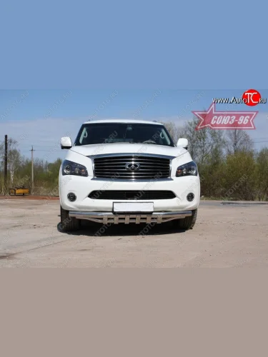 Защита переднего бампера двойная Souz-96 (d76/60) INFINITI QX56  Z62 (2010-2013)