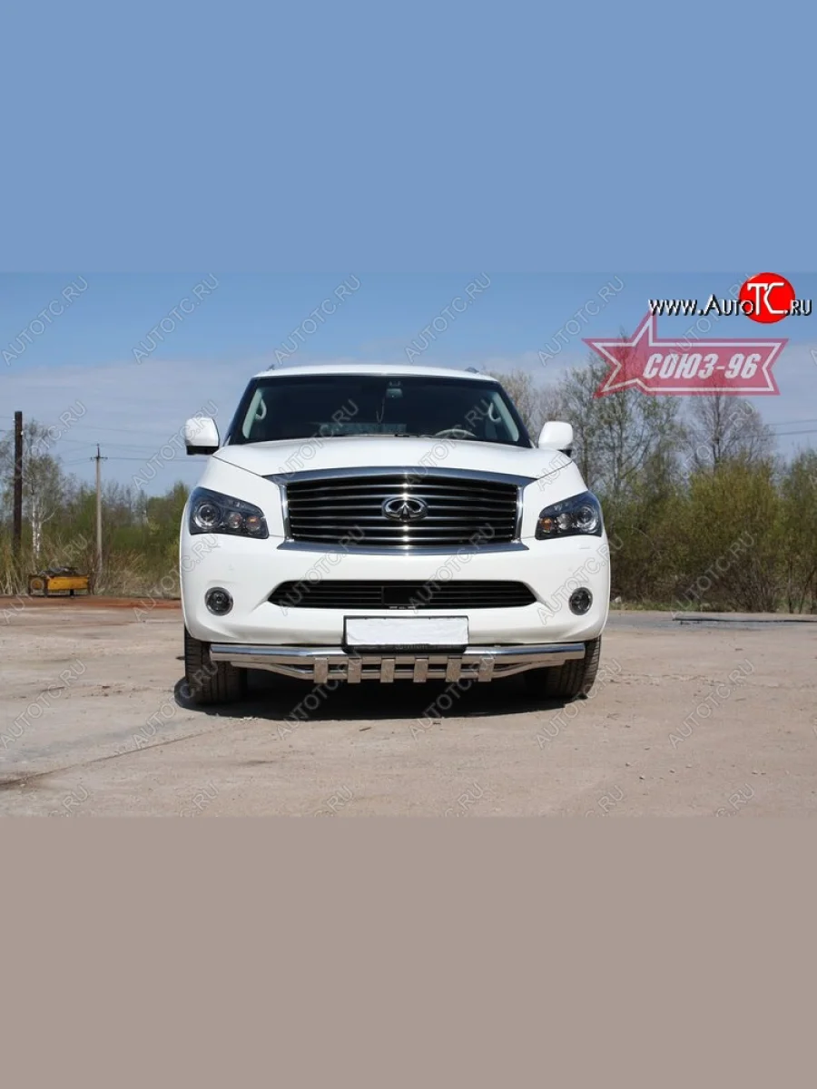 Защита переднего бампера двойная Souz-96 (d76/60)  INFINITI QX56 (2010-2013) Z62  в Самаре Самарской области