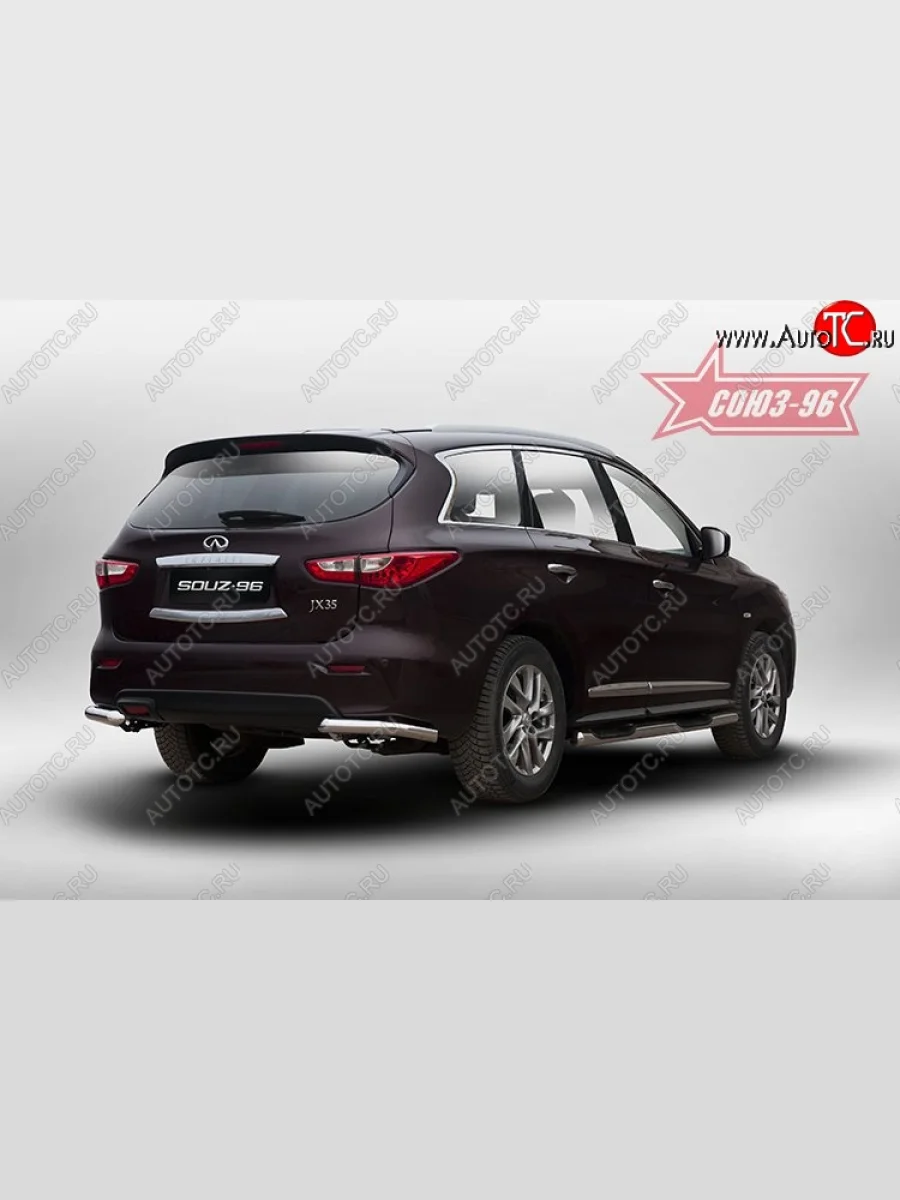 Защита заднего бампера из двух боковых уголков Souz-96 (d 60) INFINITI JX35 (2012-2014)  с доставкой в г. Керчь