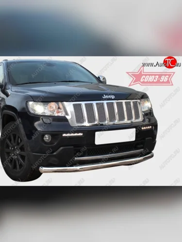 Защита переднего бампера одинарная Souz-96 (d76) Jeep Grand Cherokee  WK2 (2010-2013) дорестайлинг