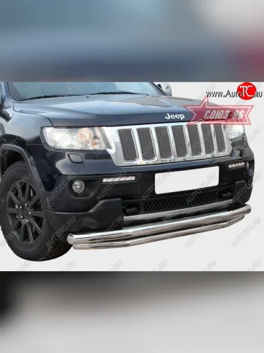 Защита переднего бампера двойная Souz-96 (d76/60) V2 Jeep Grand Cherokee  WK2 (2010-2013) дорестайлинг