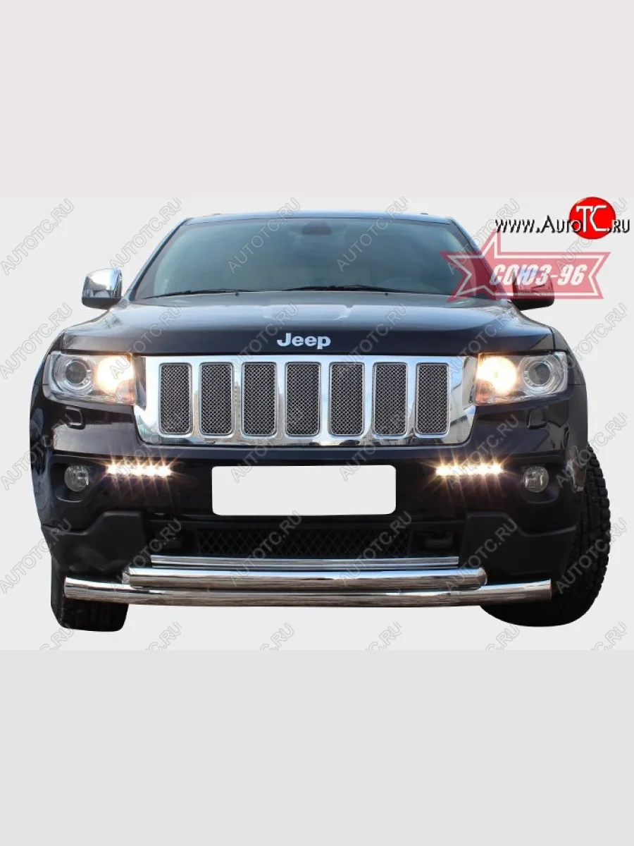 Защита переднего бампера двойная Souz-96 (d76/60) V1  Jeep Grand Cherokee (2010-2013) WK2  в Самаре Самарской области