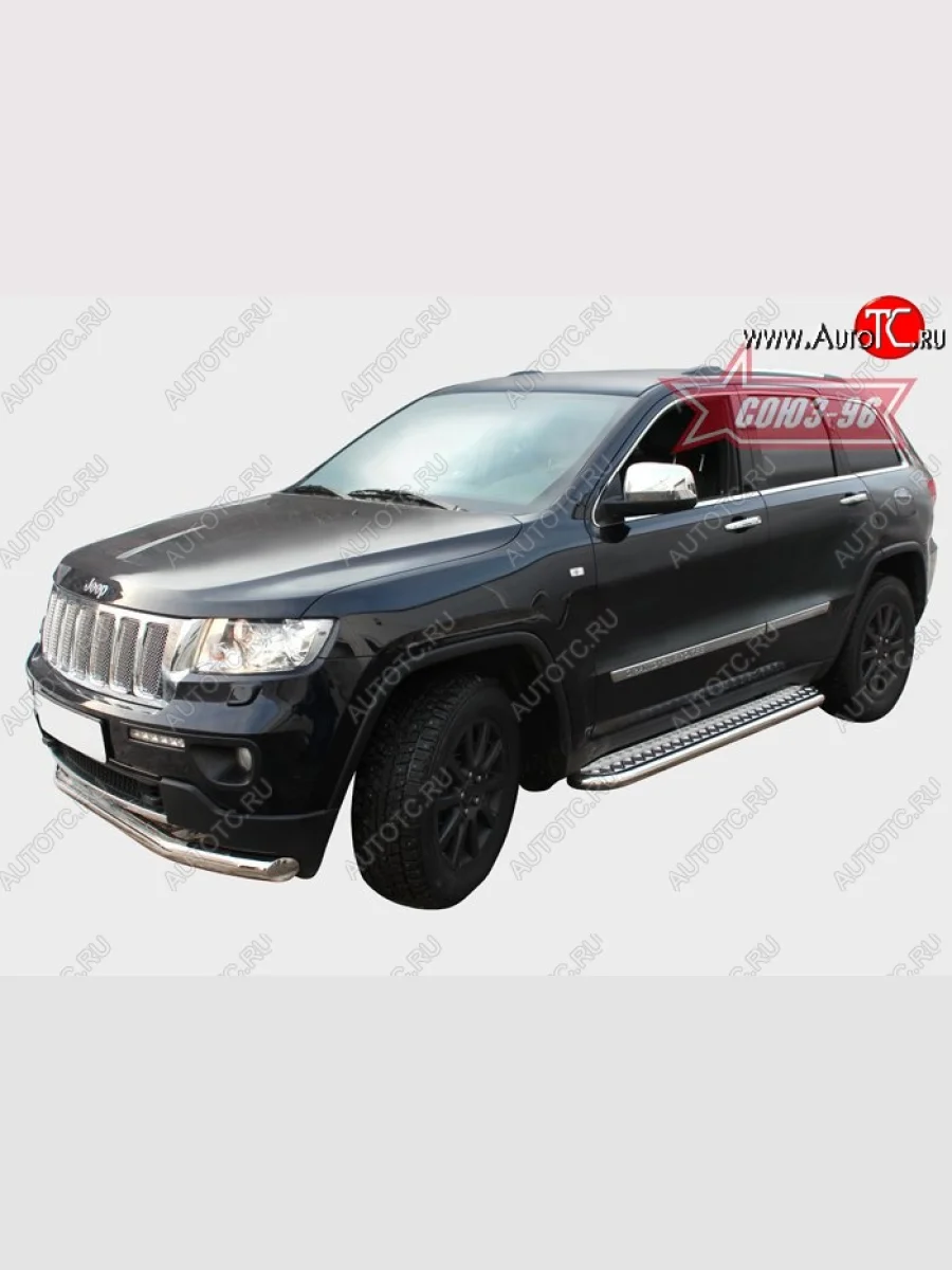Защита порогов с листом Souz-96 (d60). Jeep Grand Cherokee WK2 дорестайлинг (2010-2013)  в Самаре Самарской области