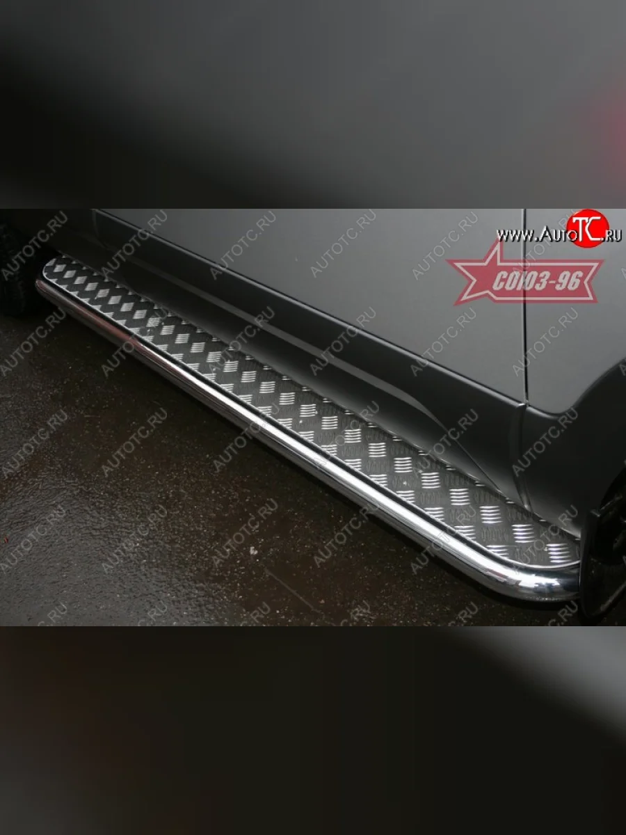 Защита порогов с листом Souz-96 (d60). KIA Mohave HM дорестайлинг (2008-2017)  в Керчи Республика Крым