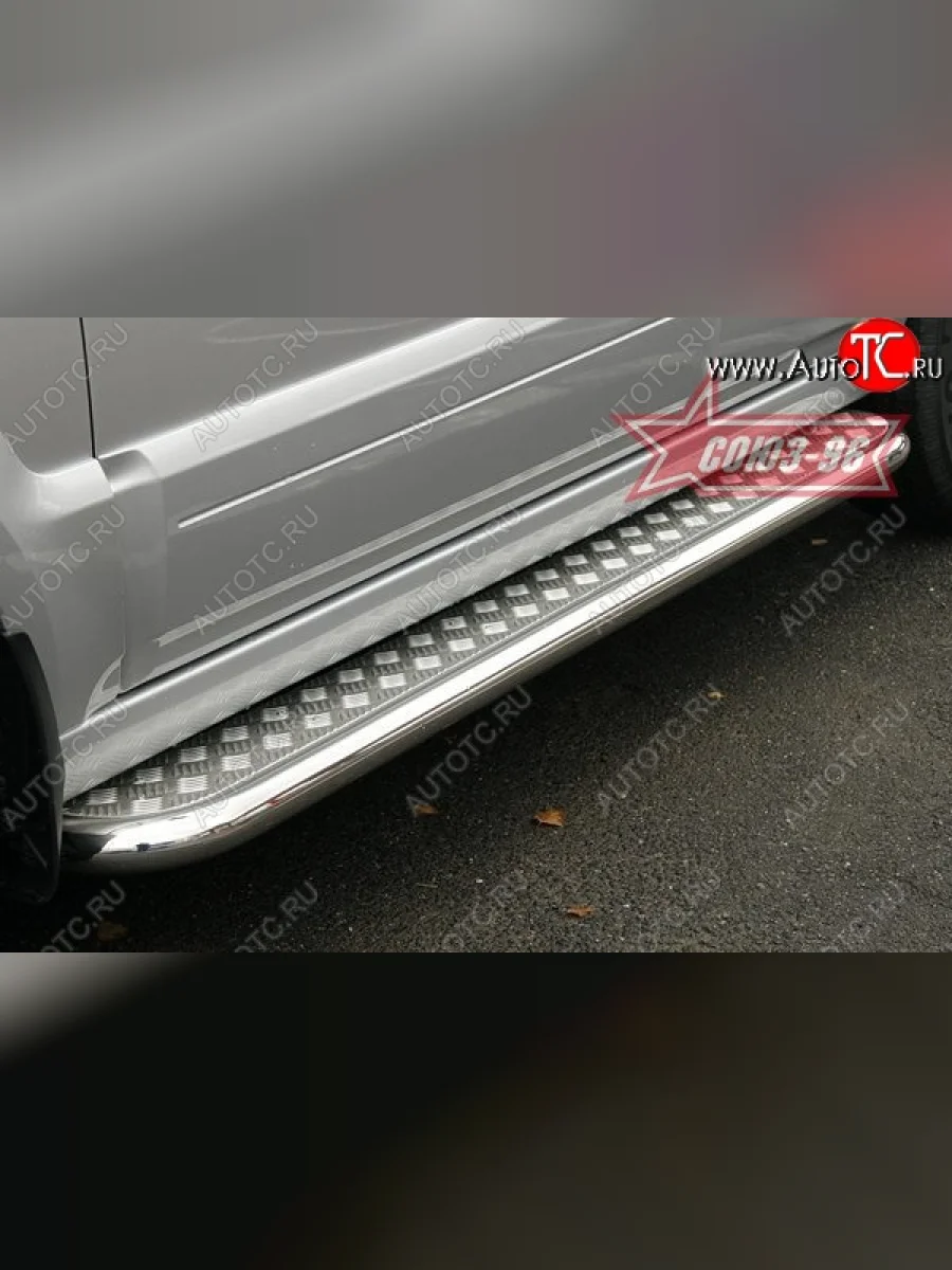 Защита порогов с листом Souz-96 (d60). KIA Sorento BL рестайлинг (2006-2010)  с доставкой в г. Керчь