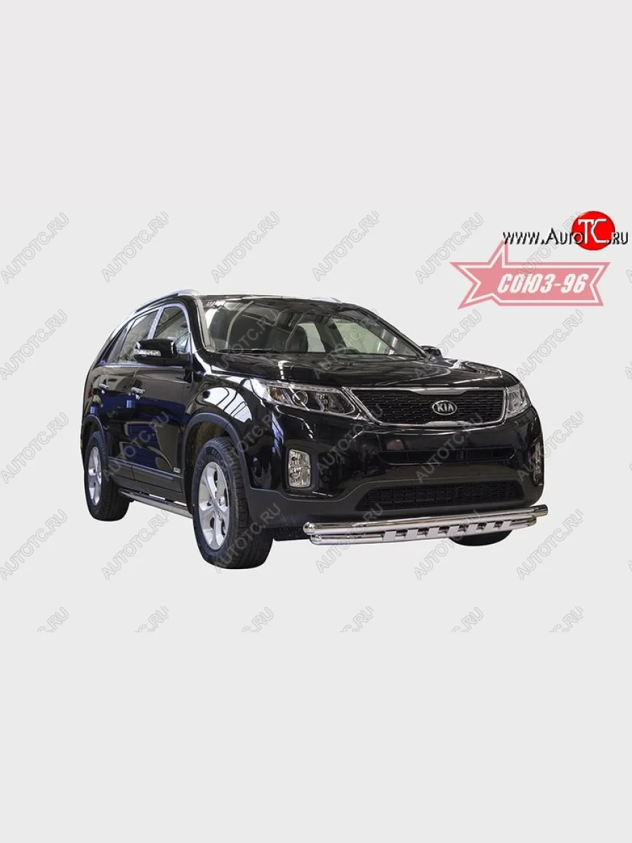Защита переднего бампера двойная с элементами из профиля Souz-96 (d60/60) KIA Sorento XM рестайлинг (2012-2015)  в Керчи Республика Крым