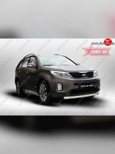 Защита переднего бампера одинарная из овальной трубы Souz-96 (d75х42). KIA Sorento XM рестайлинг (2012-2015)