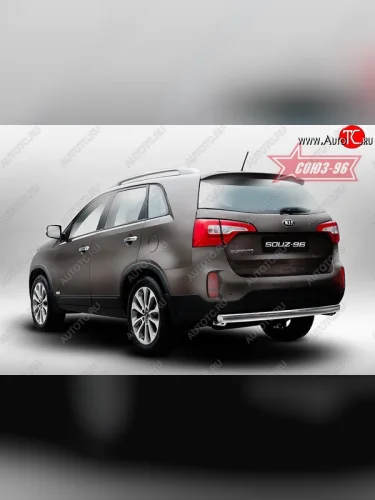 Защита заднего бампера из овальной трубы Souz-96 (в 75х42) KIA Sorento XM рестайлинг (2012-2015)
