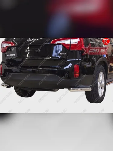 Защита заднего бампера из боковых уголков Souz-96 (d60) KIA Sorento XM рестайлинг (2012-2015)