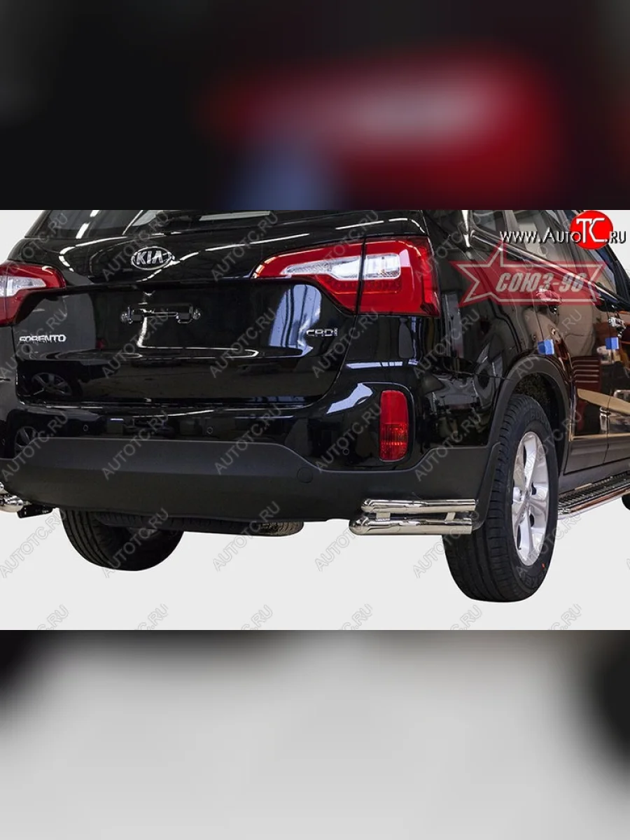 Защита заднего бампера из двойных боковых уголков Souz-96 (d60/42) KIA Sorento XM рестайлинг (2012-2015)  в Керчи Республика Крым