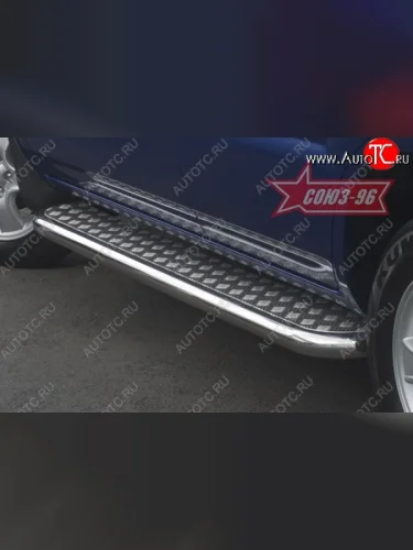 Защита порогов с листом дорестайлинг Souz-96 (d60). KIA Sportage  2 JE,KM (2004-2008) дорестайлинг