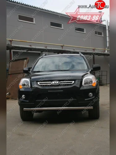 Защита переднего бампера одинарная (рестайлинг) Souz-96 (d42). KIA Sportage  2 JE,KM (2004-2008) дорестайлинг
