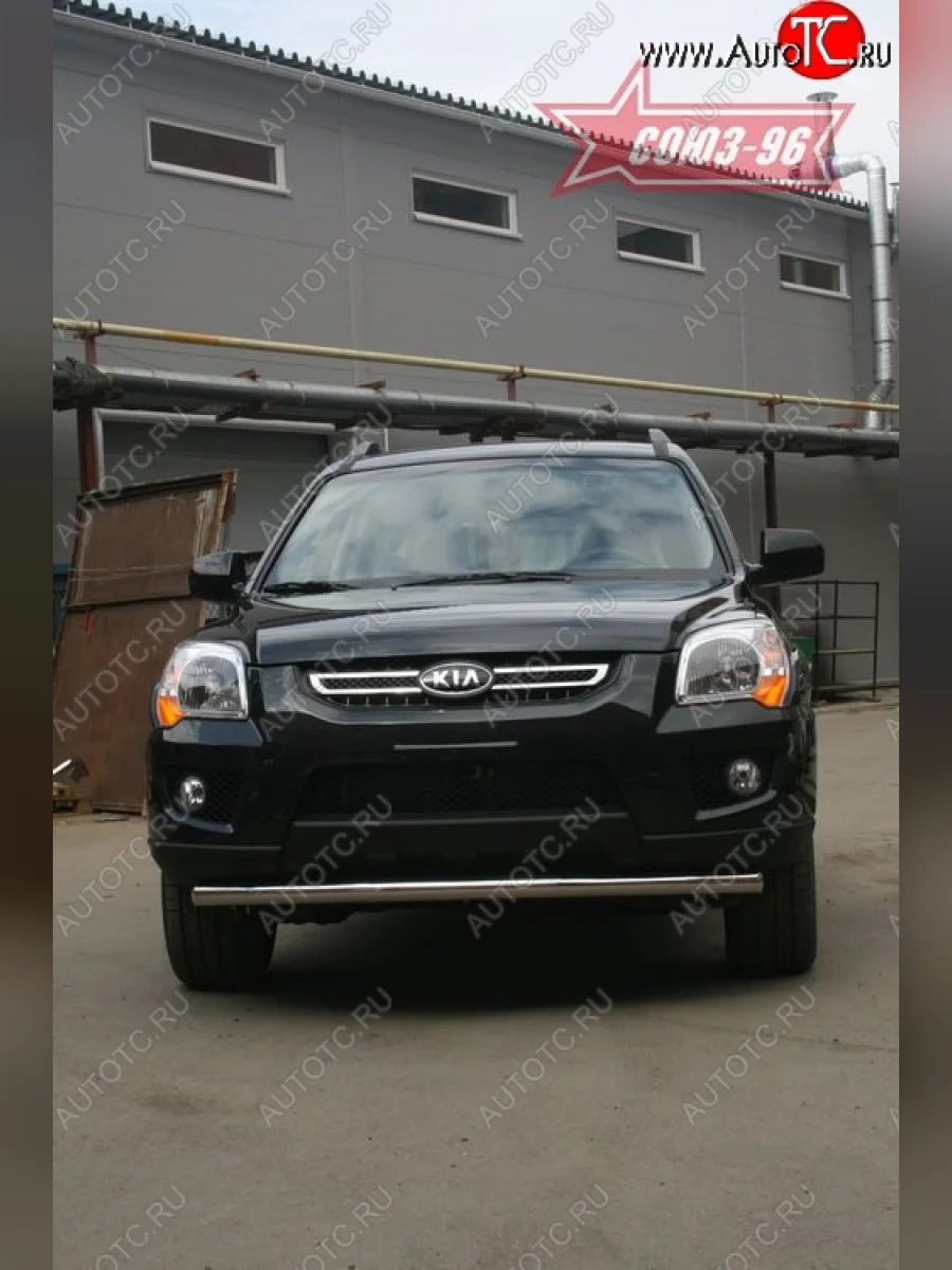 Защита переднего бампера одинарная (рестайлинг) Souz-96 (d42). KIA Sportage 2 JE,KM дорестайлинг (2004-2008)  в Воронеже Воронежской области