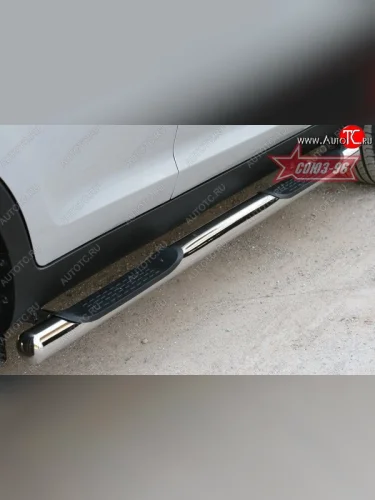 Защита порогов с проступью Souz-96 (d76) KIA Sportage  3 SL (2010-2016) дорестайлинг, рестайлинг