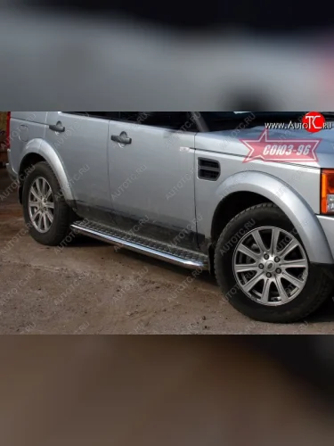 Защита порогов с листом Souz-96 (d60). Land Rover Discovery  3 L319 (2004-2009)
