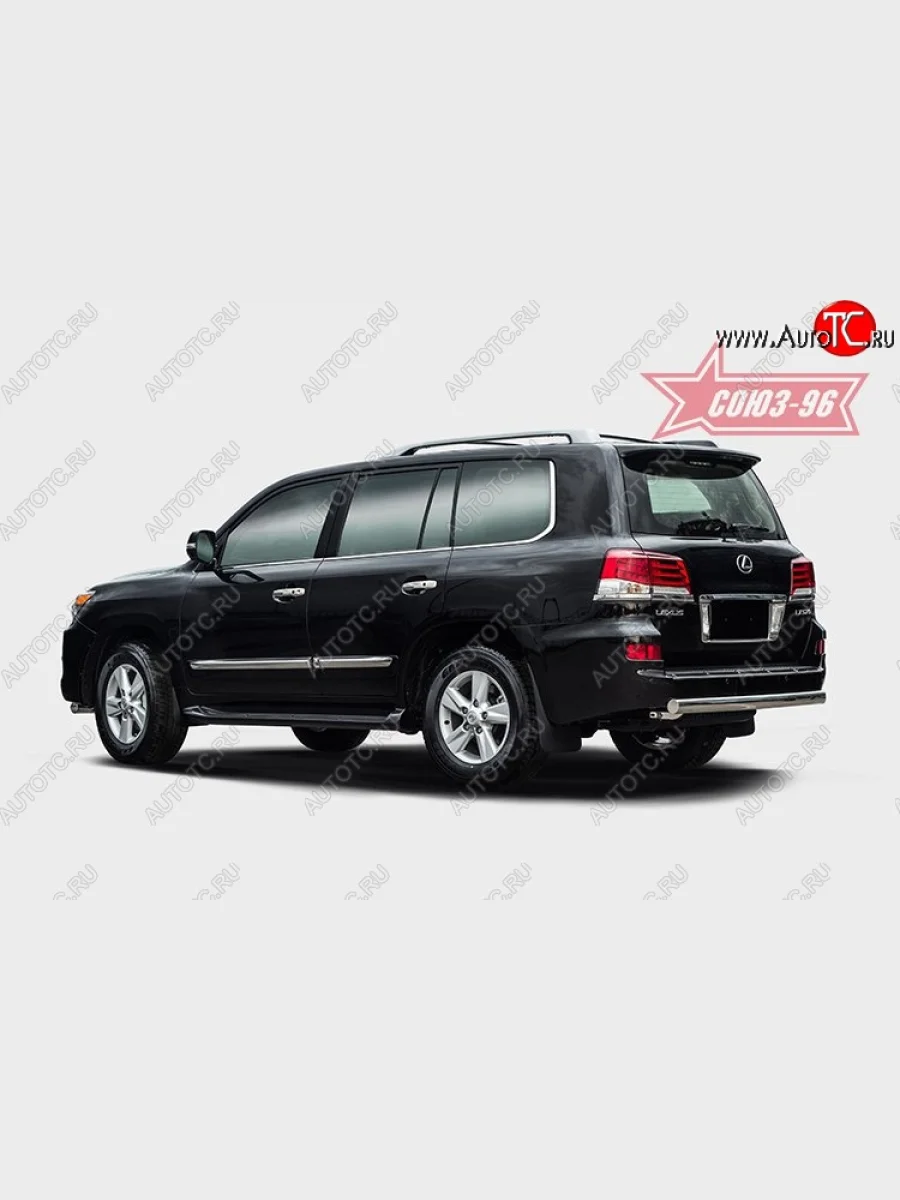 Овальная защита заднего бампера с диаметром трубы 75 и 42 мм Souz-96 Lexus LX570 J200 1-ый рестайлинг (2012-2015)  с доставкой в г. Керчь