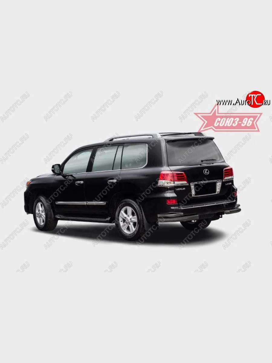 Защита заднего бампера из двойных боковых уголков (d76х42) Black Souz-96 Lexus LX570 J200 1-ый рестайлинг (2012-2015)  с доставкой в г. Пермь
