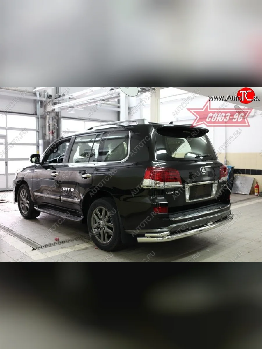 Двойная защита заднего бампера Souz-96 (d76/42) Lexus LX570 J200 1-ый рестайлинг (2012-2015)  с доставкой в г. Керчь
