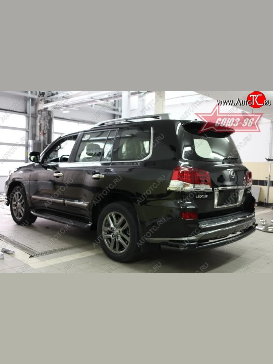 Двойная заднего бампера Sport Souz-96 Black (d76/42) Lexus LX570 J200 1-ый рестайлинг (2012-2015)  в Перми Пермском крае