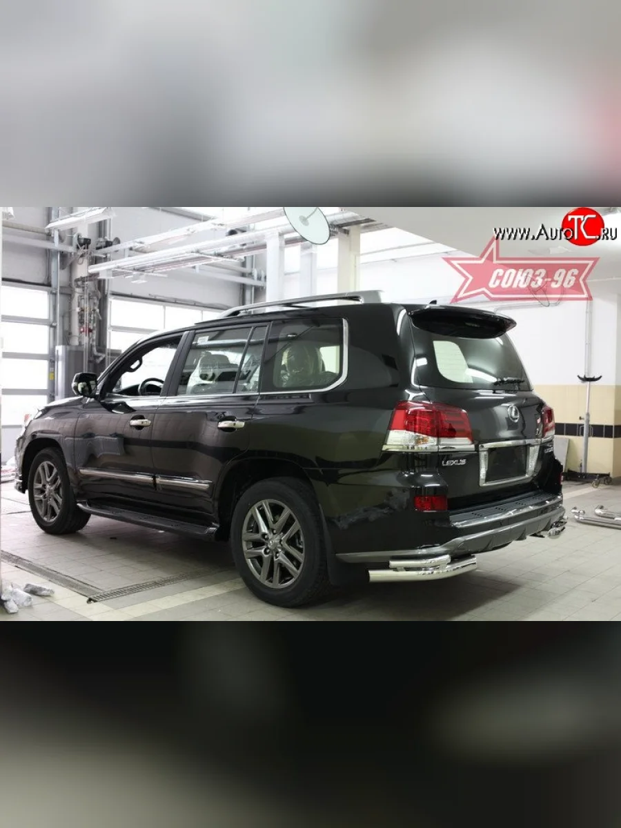 Защита заднего бампера из двойных боковых уголков (d76х42) Souz-96 Lexus LX570 J200 1-ый рестайлинг (2012-2015)  с доставкой в г. Керчь