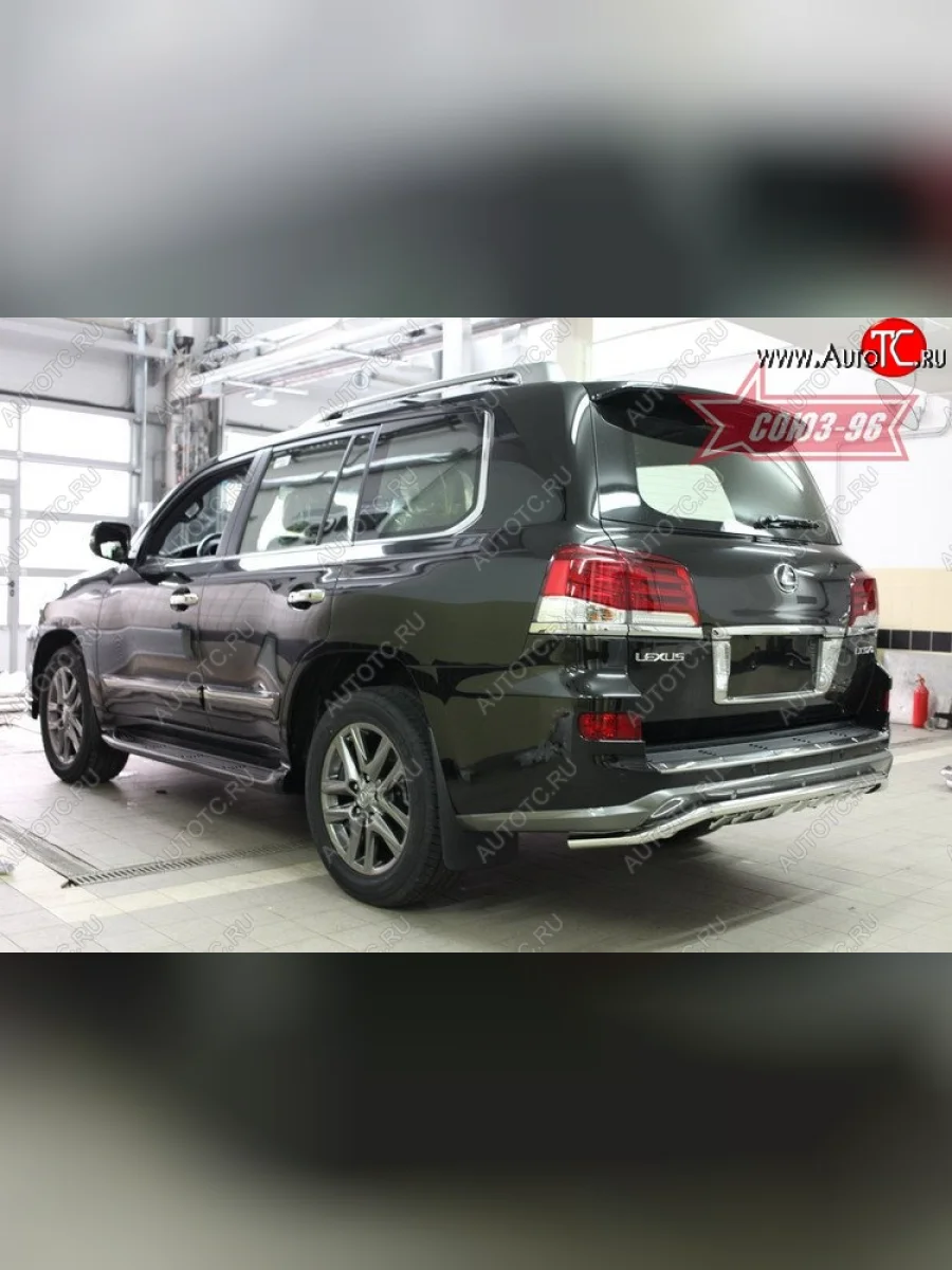 Защита заднего бампера с элементами из профиля Sport Souz-96 (d42) Lexus LX570 J200 1-ый рестайлинг (2012-2015)  с доставкой в г. Керчь