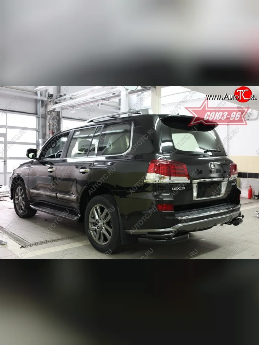 Защита заднего бампера из двойных боковых уголков Souz-96 (d76/42) Lexus LX570 J200 1-ый рестайлинг (2012-2015)  с доставкой в г. Керчь