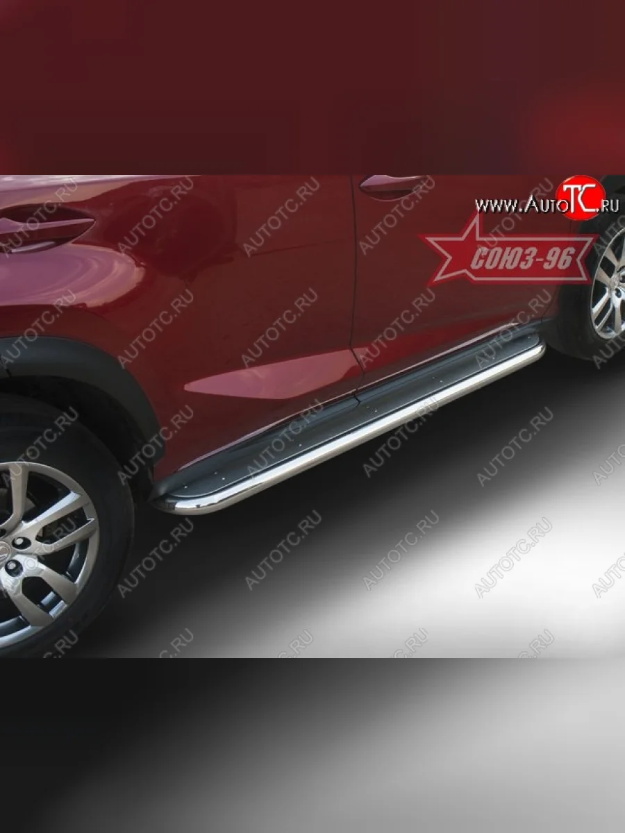 Защита порогов с листом F-Sport Souz-96 (d60). Lexus NX200 Z10 дорестайлинг (2014-2017)  в Керчи Республика Крым