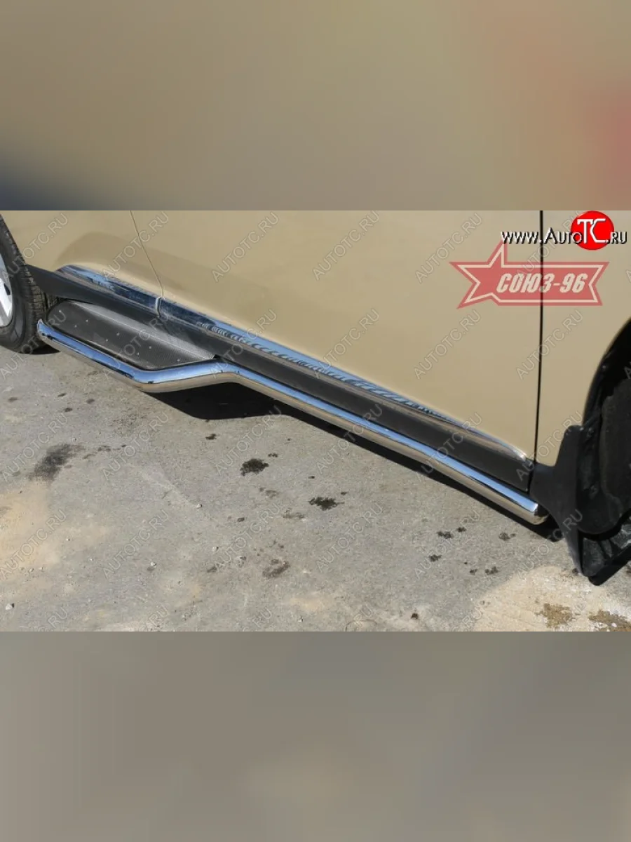 Защита порогов с листом (под задние двери) Souz-96 (d60). Lexus RX350 AL10 дорестайлинг (2008-2012)  в Перми Пермском крае