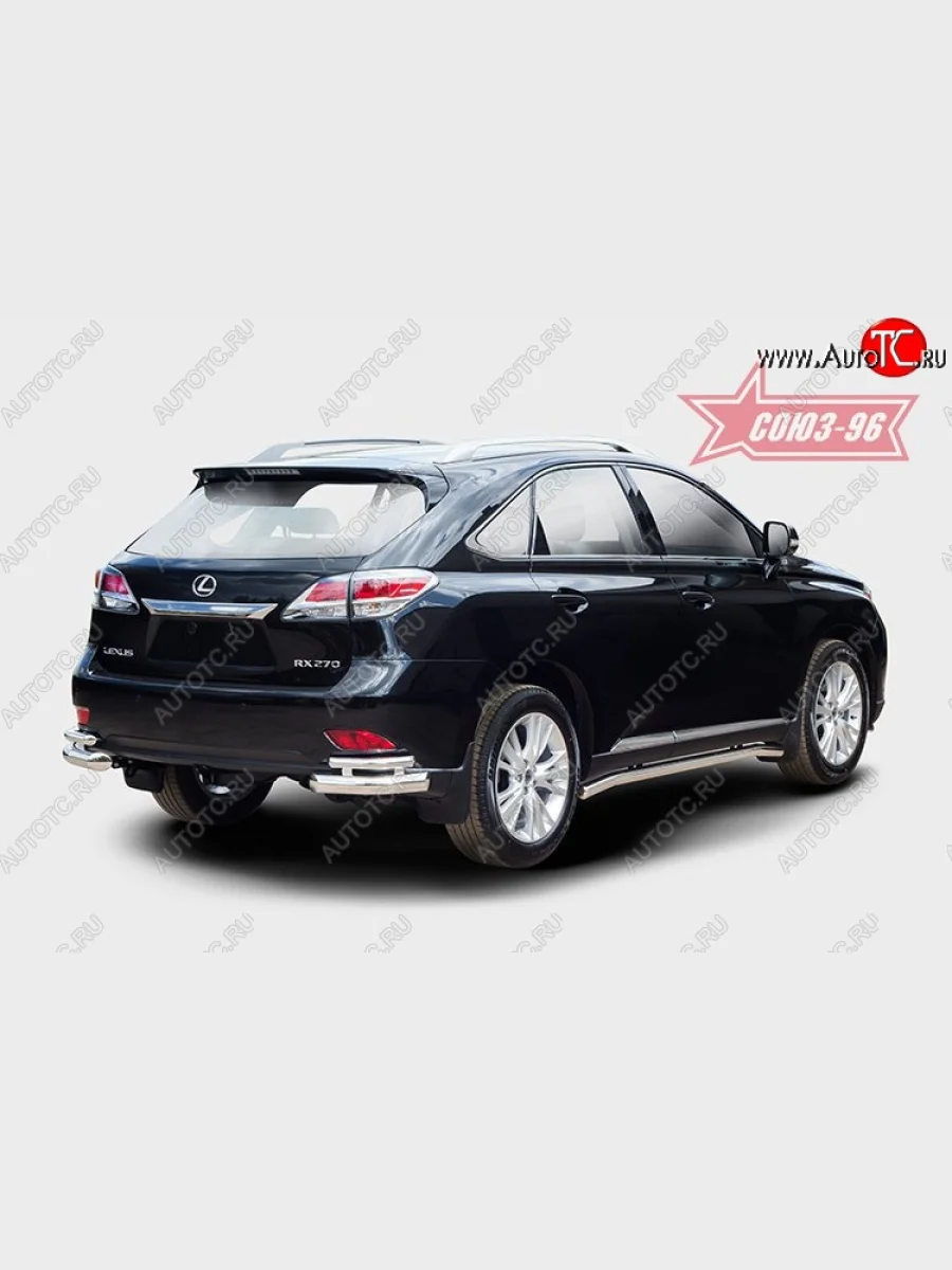 Двойная защита заднего бампера из боковых уголков (d76х42) Souz-96 Lexus RX 270 AL20 дорестайлинг (2015-2019)  в Перми Пермском крае