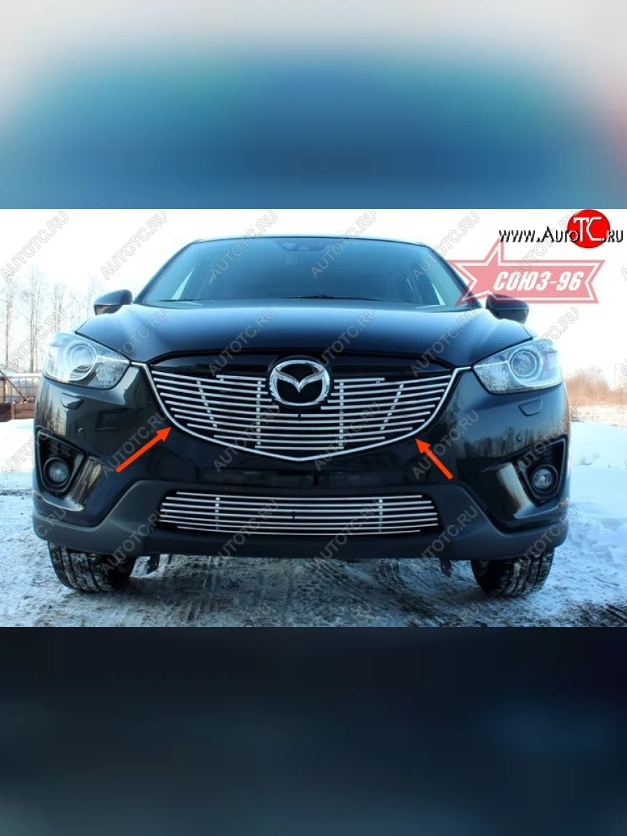 Декоративный элемент решетки радиатора Souz-96 (d10) Mazda CX-5 KE дорестайлинг (2011-2014)  в Перми Пермском крае